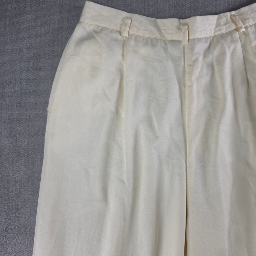 Worthington Pleated Trousers Women 16 Tall Cream Vintage High Waist Tapered Leg - Picture 13 of 16